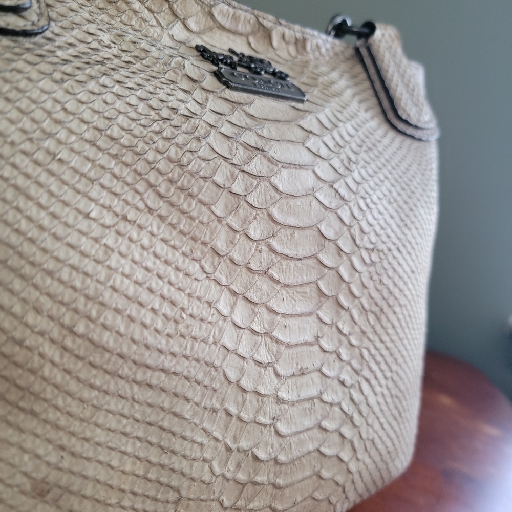 Coach 18771 Madison Python Leather Cream Tote Bag… - image 3